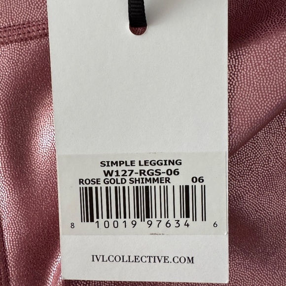 IVL Collective Rose Gold Shimmer Cropped Leggings - Size 6 - 23 in inseam - Picture 2 of 4